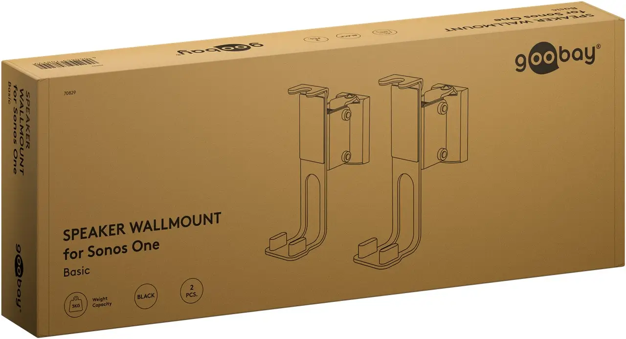 Set suport difuzor de perete Sonos One / Sonos One SL / Sonos Play:1 negru Goobay 70829 – IoElectronice.ro [8]