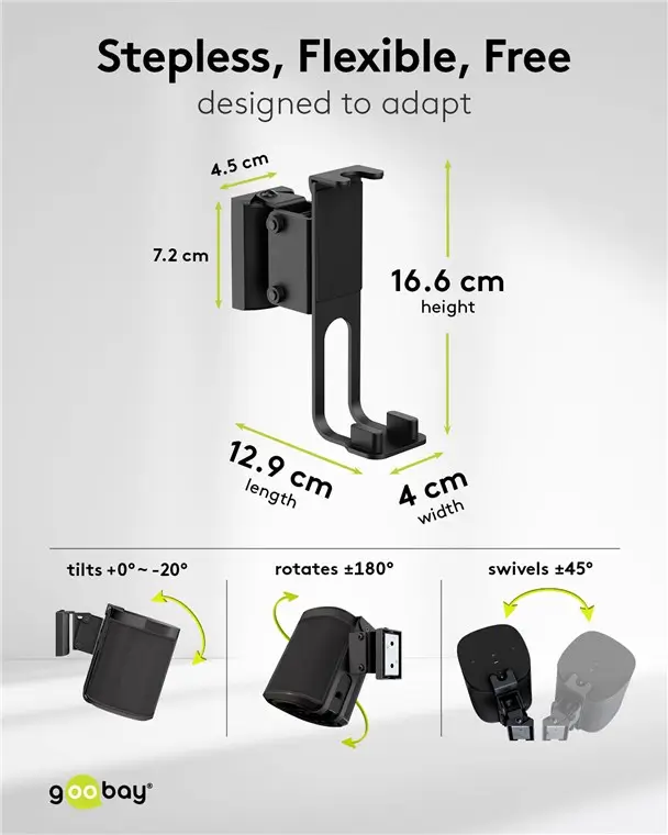 Set suport difuzor de perete Sonos One / Sonos One SL / Sonos Play:1 negru Goobay 70829 – IoElectronice.ro [3]