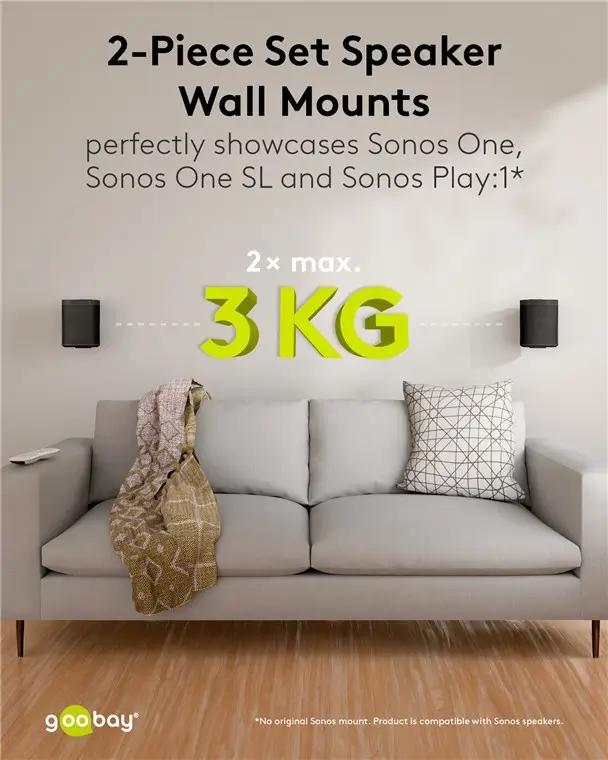 Set suport difuzor de perete Sonos One / Sonos One SL / Sonos Play:1 negru Goobay 70829 – IoElectronice.ro [2]