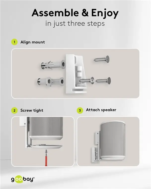 Set suporti de perete pentru difuzor alb Modern Era 1 Flex compatibil Sonos Era 100 71982 Goobay – IoElectronice.ro [4]