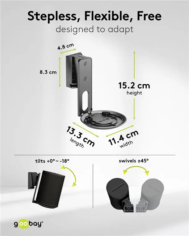 Set suporti de perete pentru difuzor negru Modern Era 1 Flex compatibil Sonos Era 100 71025 Goobay – IoElectronice.ro [3]
