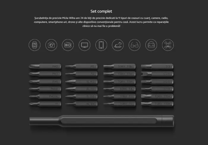 Set șurubelniță cu 24 vârfuri de precizie Xiaomi 24in1 BHR4680GL - IoElectronice.ro [2]