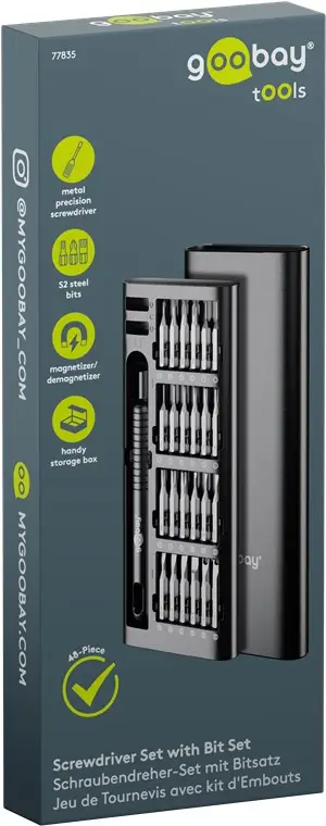 Set șurubelnițe 48 biți 28mm oțel S2 precizie Goobay 77835 [6]