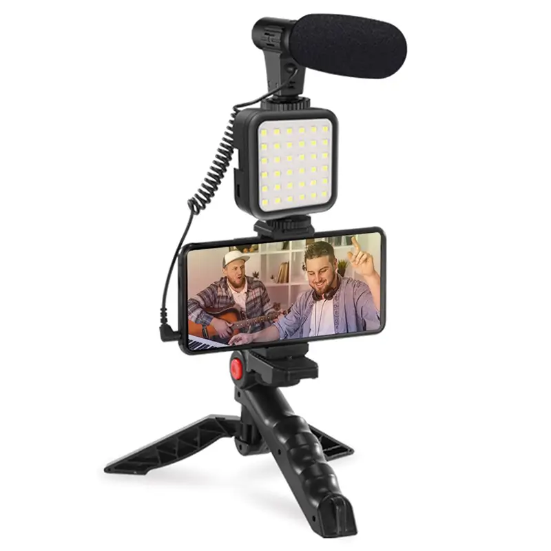 Set Vlogging 4 in 1 PLATINET PMVG4IN1 Microfon / Lumina video LED / Suport smartphone / Trepied – IoElectronice.ro [2]