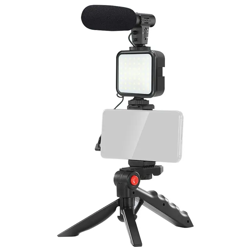 Lanterne-lampi - Set Vlogging 4 in 1 PLATINET PMVG4IN1 Microfon / Lumina video LED / Suport smartphone / Trepied – IoElectronice.ro