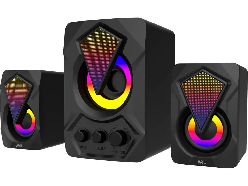 Boxe si difuzoare - Sistem de boxe Well 2.1 RV03 USB 33W lumina RGB SPKR-MM2.1-RV03-WL – IoElectronice.ro