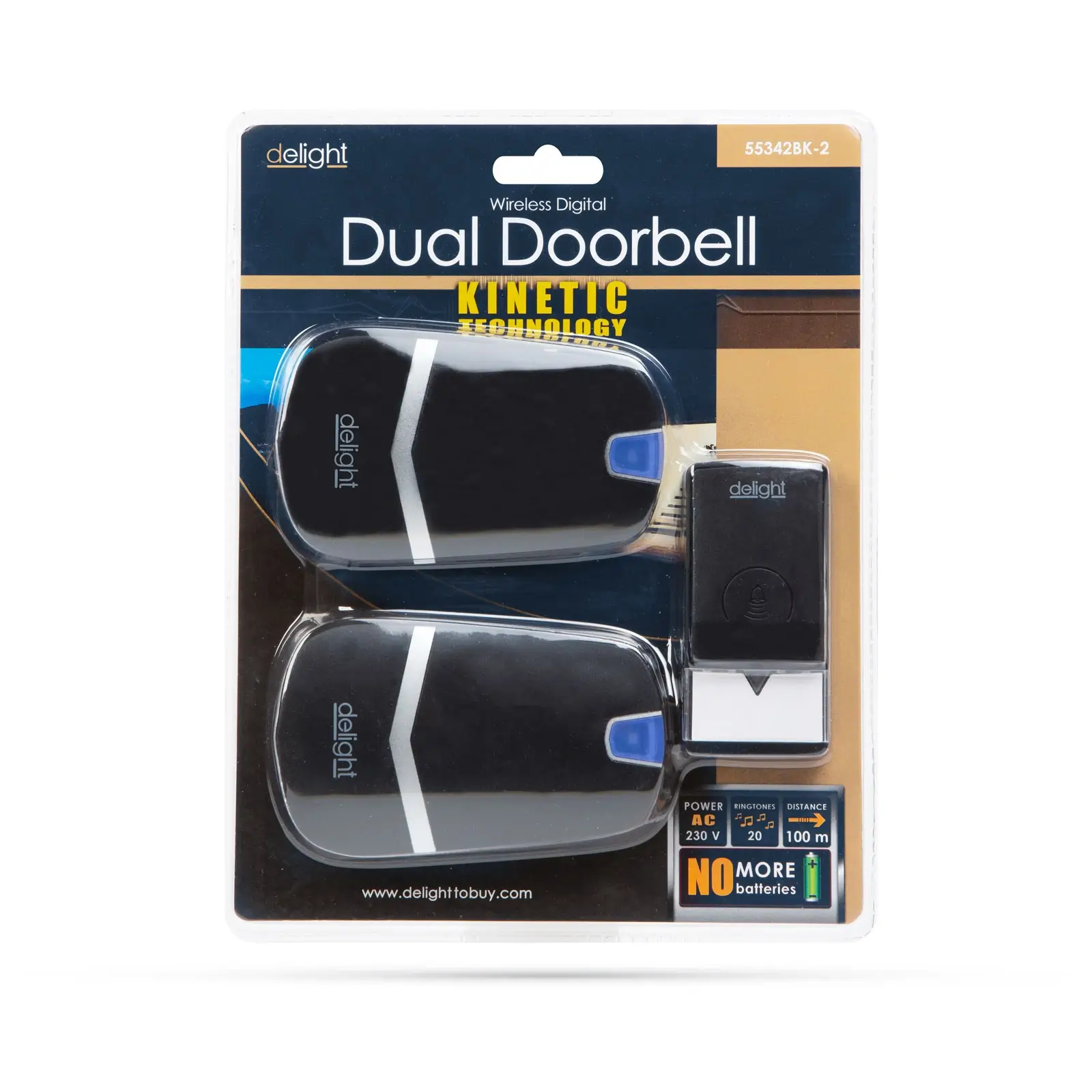 Sonerii-alarme - Sonerie digitală fără fir și fără baterie negru cu 2 unități de recepție Kinetic Delight – IoElectronice.ro