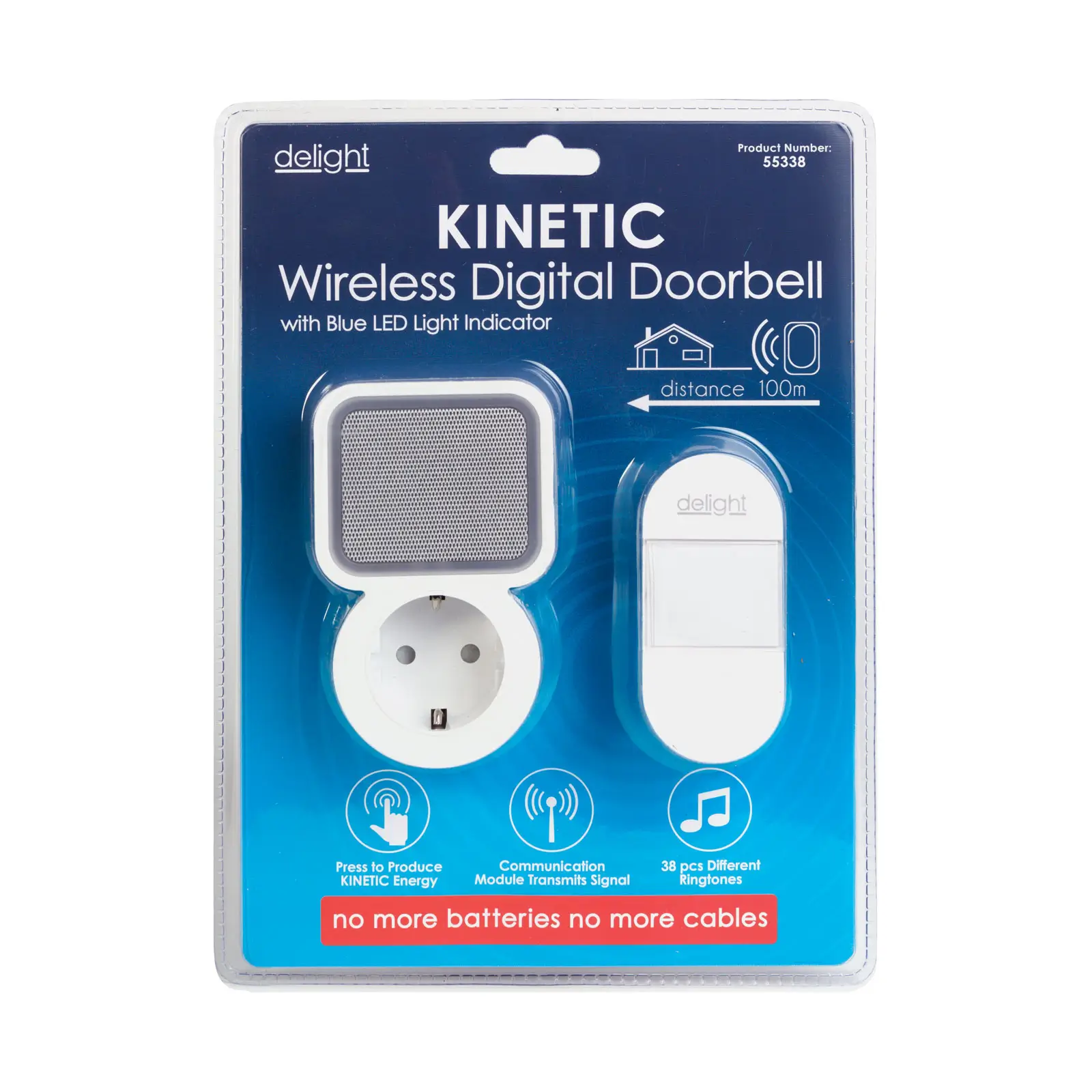 Sonerii-alarme - Sonerie fara fir Kinetic fara baterii cu priza 230V integrata alb delight 55338 – IoElectronice.ro