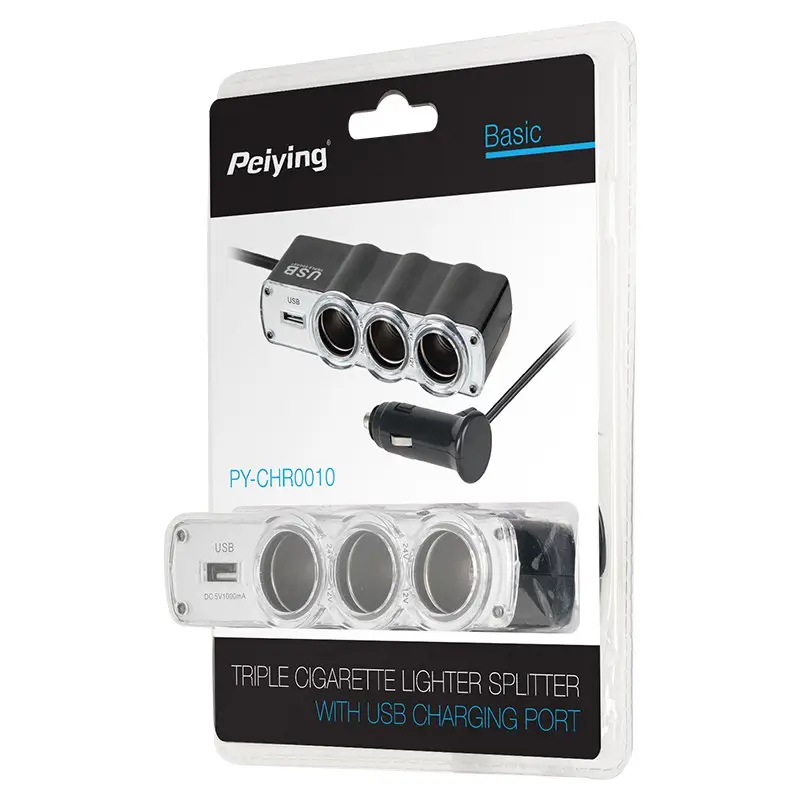 Splitter de bricheta auto x3 cu USB si cablu Peiying PY-CHR0010 - IoElectronice.ro [2]