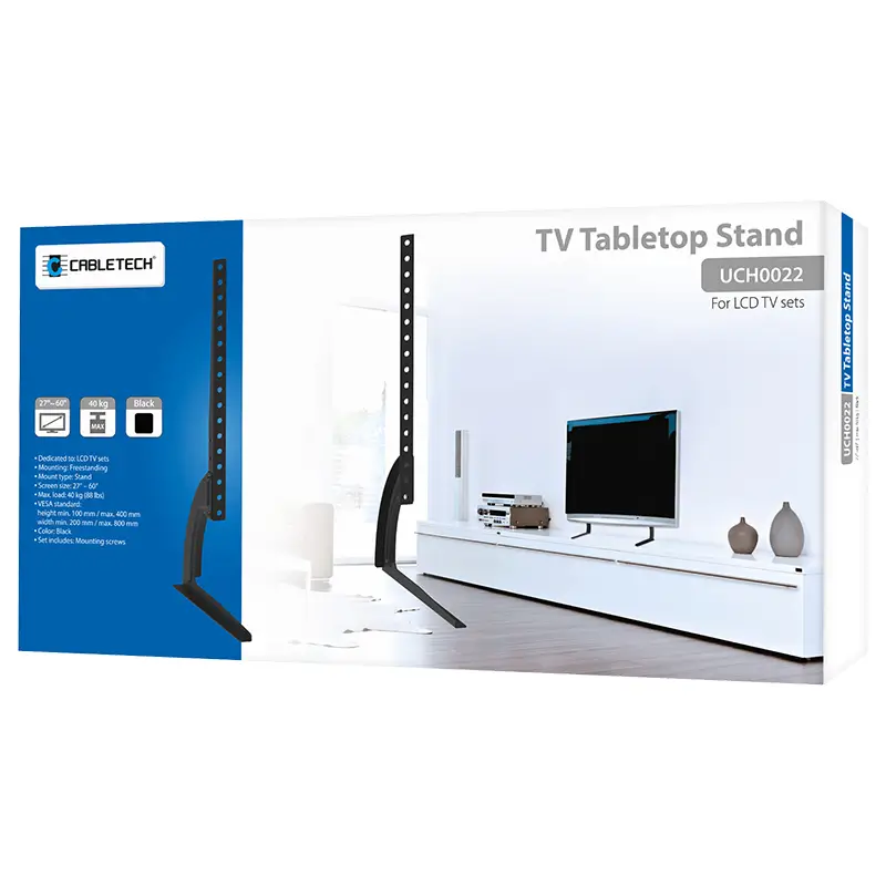 Stand suport TV LED LCD 27-60" 40Kg UCH0022 Cabletech, suport freestanding pentru televizoare VESA negru [5]