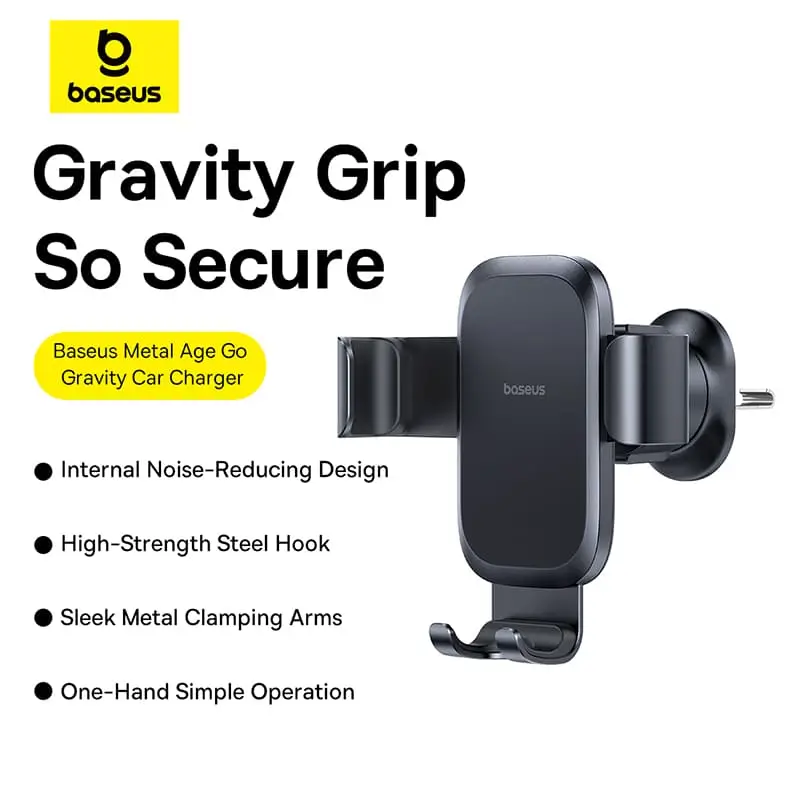 Suport auto Baseus Metal Age Gravity C40478701123-00 fixare în grilaj ventilație negru [2]