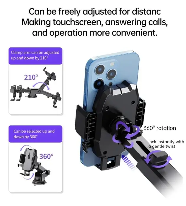 Suport auto universal pentru telefon prindere pe bord/parbriz sau ventilație brat telescopic H043 Choetech [5]