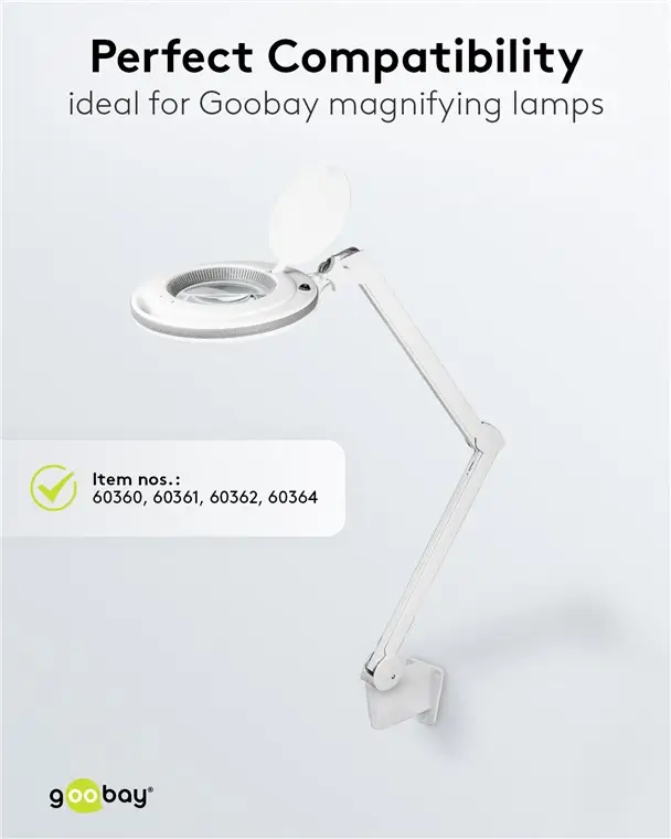 Suport de perete pentru lampă cu lupă Goobay 60360/60361/60362/60364, alb, fixare sigură, compatibil microfon și lampă de birou [5]