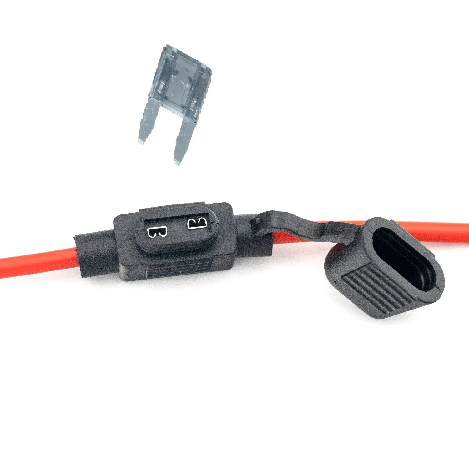 Sigurante auto - Suport siguranță auto MINI 11x8.6mm etanș cu cablu 22cm /1mm² cupru max 15A 1buc Carguard USC008 – IoElectronice.ro