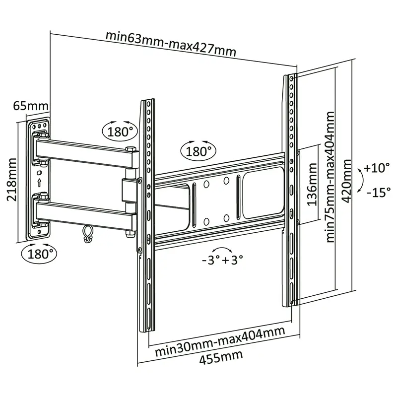Suport TV de perete Cabletech UCH0204, negru, pentru televizoare 32-55 inch, capacitate 35Kg, montare ușoară. [5]