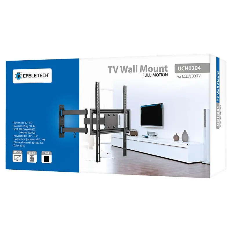 Suport TV de perete Cabletech UCH0204, negru, pentru televizoare 32-55 inch, capacitate 35Kg, montare ușoară. [6]