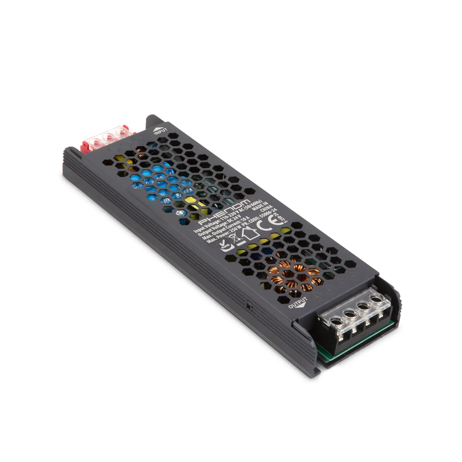 Surse-alimentatoare - Sursa de alimentare stabilizată 24V DC 250W 10A 208x63x25mm PHENOM 55006-24 – IoElectronice.ro