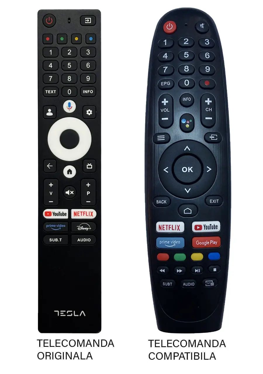 Audio-video - Telecomanda înlocuitoare TESLA Seria 9 (444-1), compatibilă, tip CLASS, lungime standard, pentru televizoare TESLA.