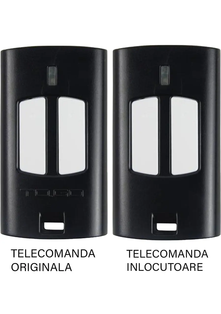 Telecomenzi RF porti - Telecomanda Beninca TO.GO2WV 2 butoane 433.92MHz, compatibilă cu originalul 801, tip OEM, lungime standard.