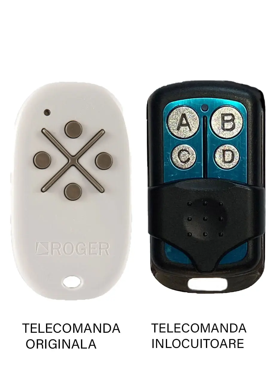 Telecomenzi RF porti - Telecomanda înlocuitoare poartă garaj 2 și 4 canale cod fix 433.92MHz Roger M80 compatibilă cu originalul (846) – IoElectronice.ro