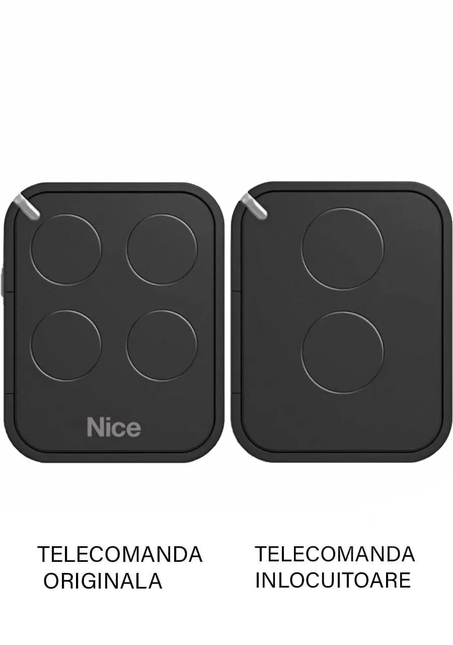 Telecomenzi RF porti - Telecomanda înlocuitoare poartă garaj de două canale cod săritor 433.92MHz Nice Flo 2 R-E compatibilă cu originalul (466) – IoElectronice.ro