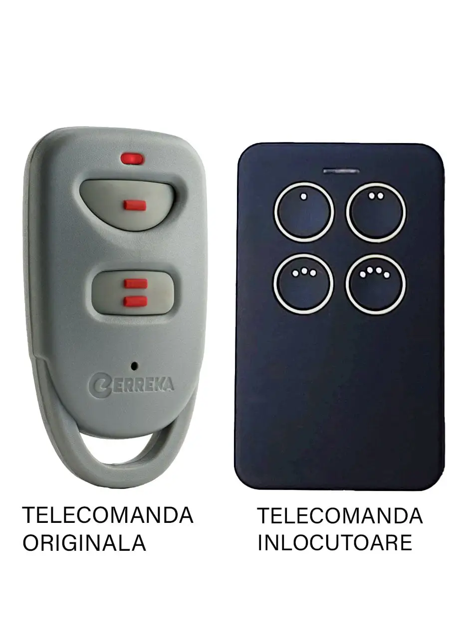 Telecomenzi RF porti - Telecomanda înlocuitoare poartă garaj Erreka Lira două și patru canale / cod săritor / 433.92MHz (814) – IoElectronice.ro