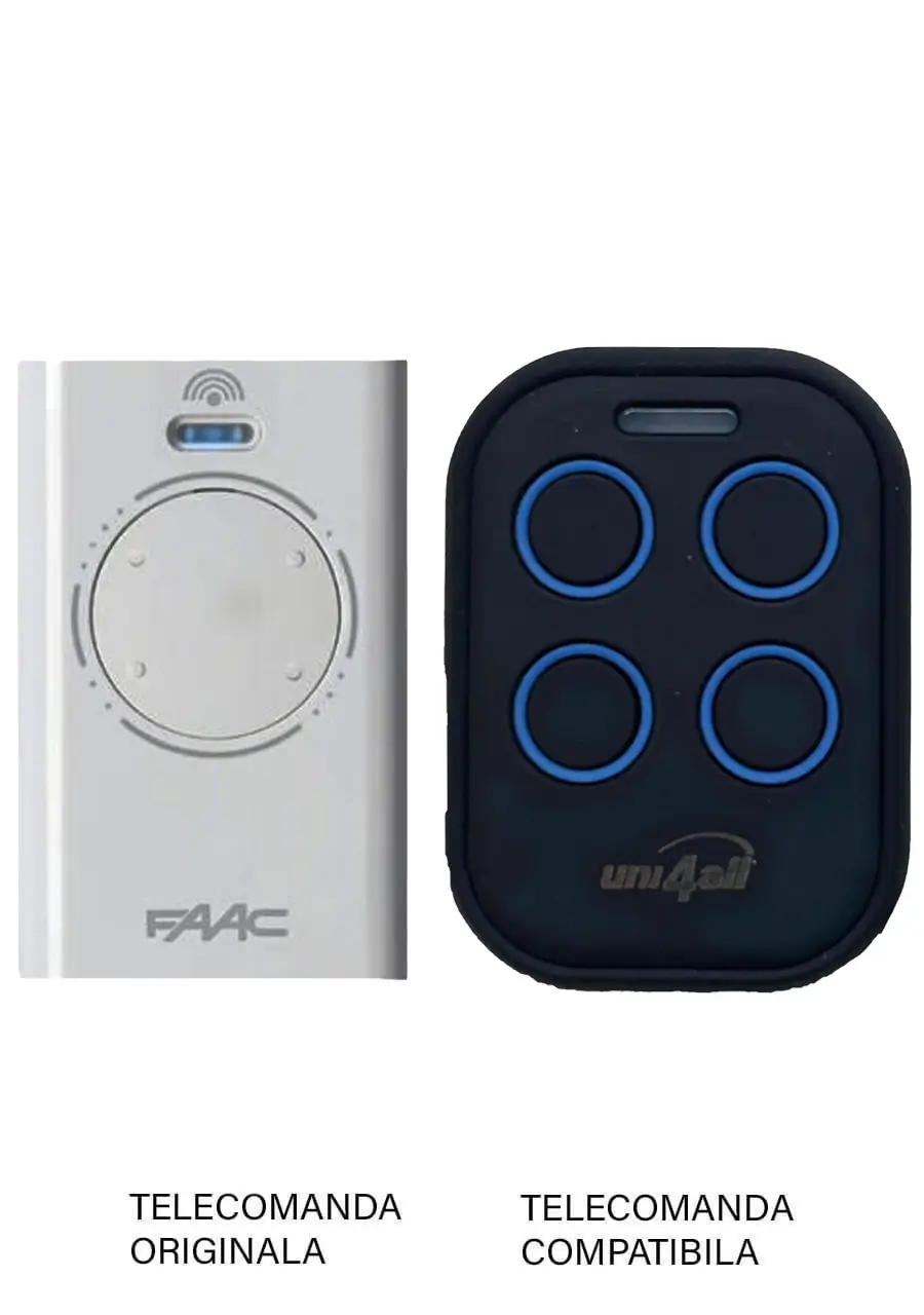 Telecomenzi RF porti - Telecomanda înlocuitoare poartă garaj FAAC XT4 433 SLH, 2 și 4 canale, cod săritor, 433.92MHz (817) – IoElectronice.ro