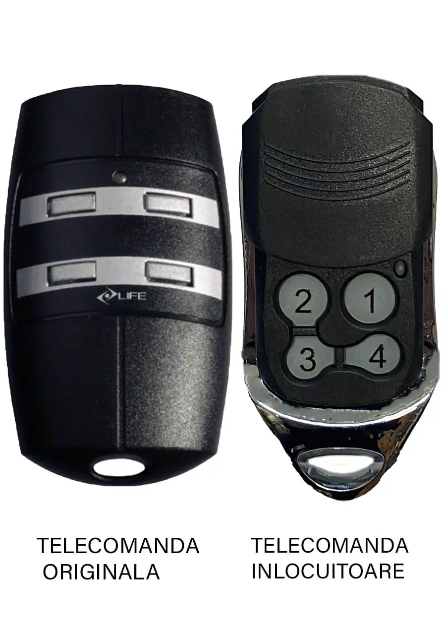 Telecomenzi RF porti - Telecomanda înlocuitoare poartă garaj Life cu 4 canale FIDO frecvență 433.92MHz Codificare LIFE Rolling Code Baterie alcalină 12V – IoElectronice.ro