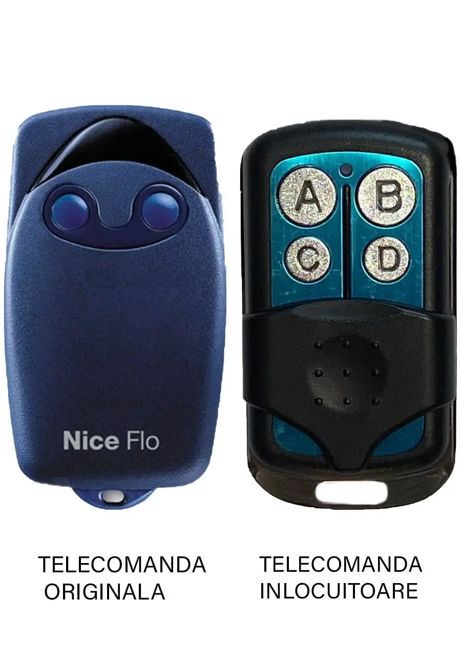 Telecomenzi RF porti - Telecomanda înlocuitoare poartă garaj Nice Flo 2 R-S cu cod programabil 1024 combinații și DIP-SWITCH 433.92MHz – IoElectronice.ro