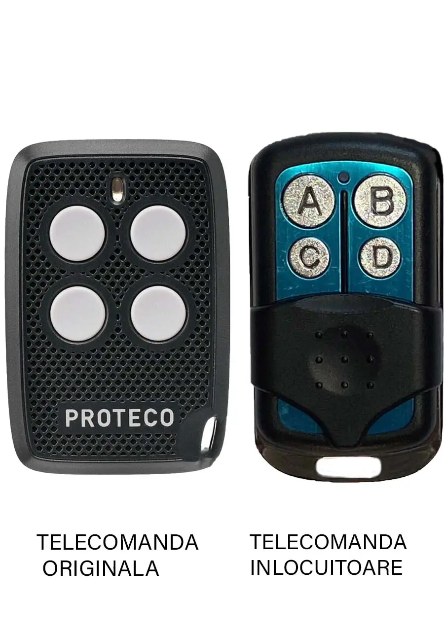 Telecomenzi RF porti - Telecomanda inlocuitoare Proteco ANGIE 4, 2 si 4 canale, cod fix, frecventa 433.92MHz, OEM