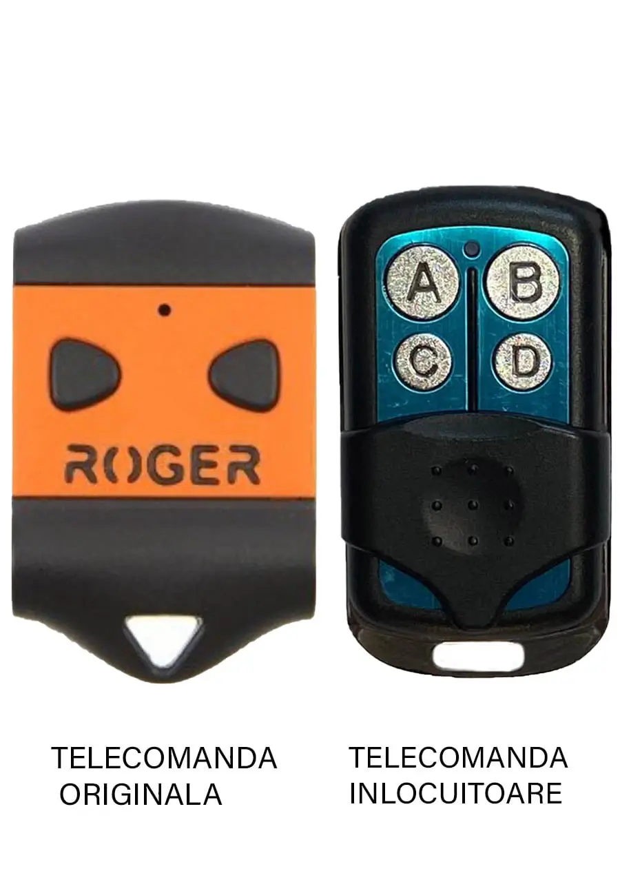 Telecomenzi RF porti - Telecomanda înlocuitoare Roger H80/TX22, 2 și 4 canale, cod fix, 433.92MHz, compatibilă cu Roger