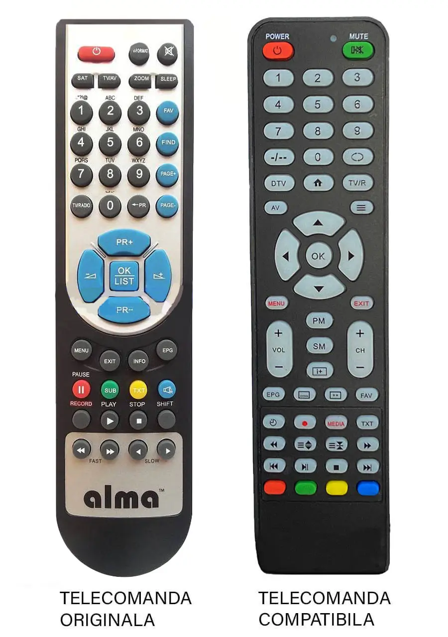 Telecomenzi cablu si satelit - Telecomandă compatibilă Alma HD S-2000/2100/2200 – Cod MFY 775, ER 785, Original Design