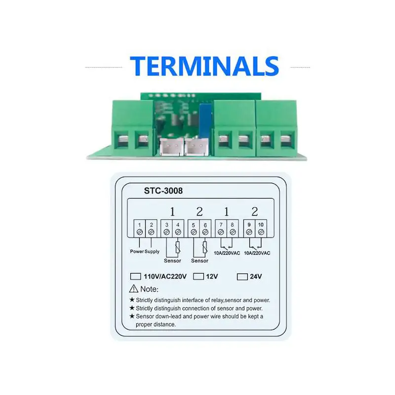 Termostat dublu 230V 10A cu 2 sonde NTC, control precis temperatură -55°C +120°C, IP68, pentru incubatoare și frigidere [3]