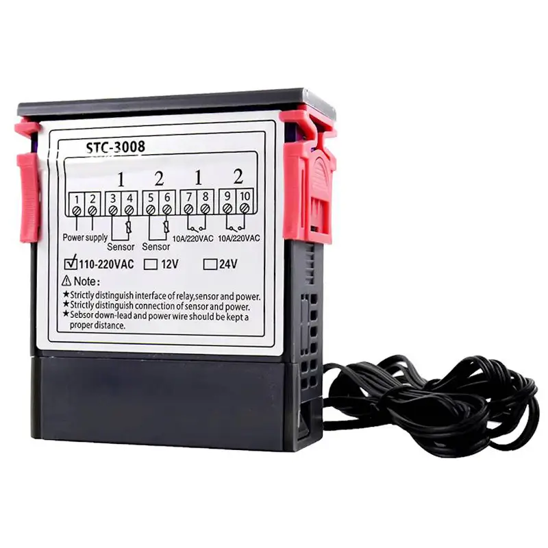 Termostat dublu 230V 10A cu 2 sonde NTC, control precis temperatură -55°C +120°C, IP68, pentru incubatoare și frigidere [2]