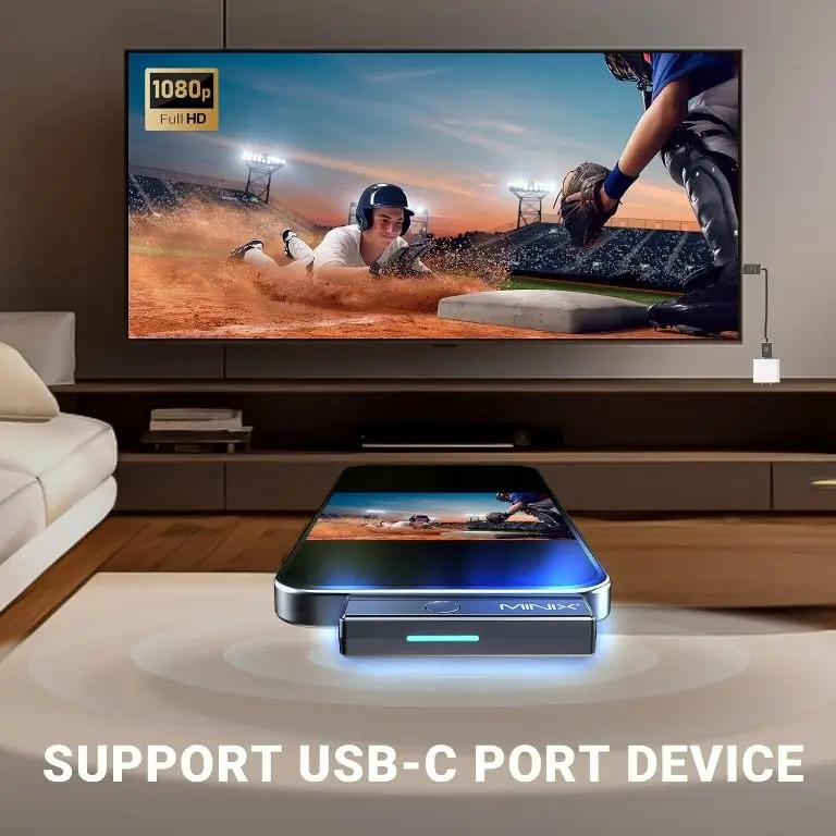 Transmitator și Receptor HDMI Wireless Minix C1 Plus - Full HD 1080P, USB-C, până la 50m, Plug & Play, Conectivitate Fiabilă [2]