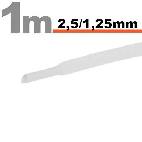 Tuburi termocontractabile - Tub termocontractant alb 2.5/1.25 mm, 1m lungime – IoElectronice.ro