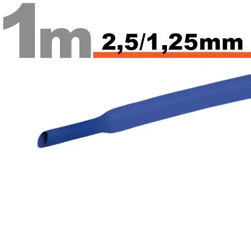 Tuburi termocontractabile - Tub termocontractant albastru 2.5/1.25 mm, 1m, flexibil și rezistent la flacără pentru electronice și electricitate