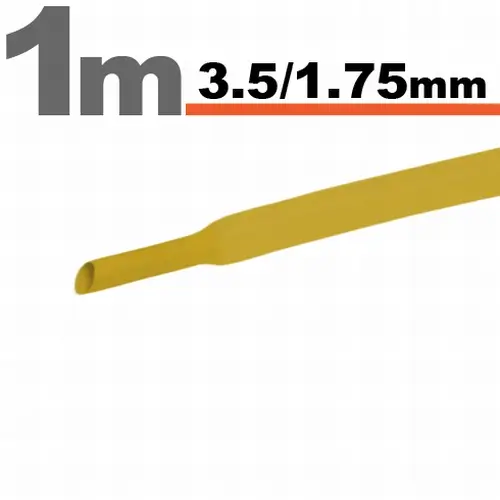 Tub termocontractant galben 3.5/1.75 mm, 1m, rezistent la flacără, utilizat în electronică și electricitate [1]