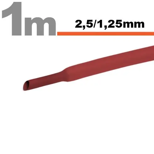 Tuburi termocontractabile - Tub termocontractant roșu 2.5/1.25 mm 1m lungime