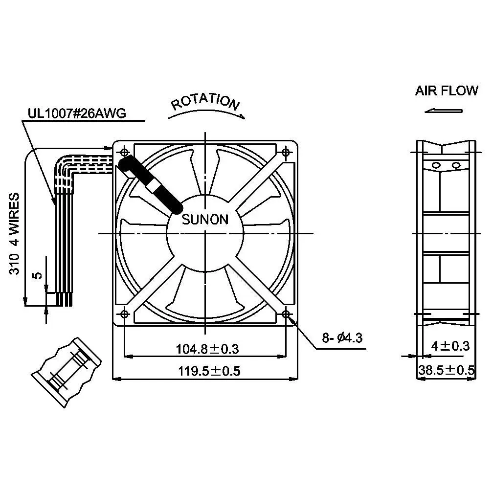 Ventilator AC axial Sunon SF1212AD 115/230VAC 120x120x38mm 195m3/h, putere 19W, pentru răcire eficientă. [2]