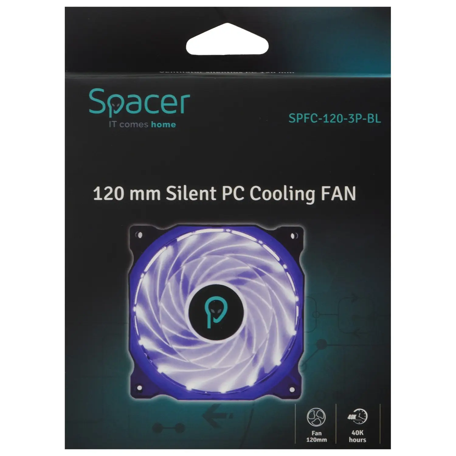 Ventilator SPACER PC Silent 120x120x25 mm BLUE light Hydraulic Bearing 34CFM 3-pin SPFC-120-3P-BL [3]