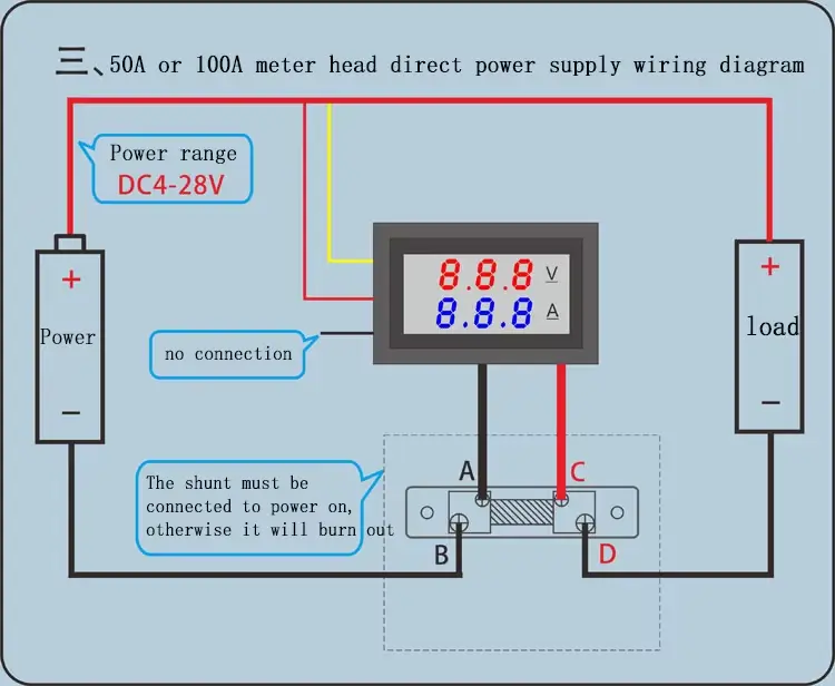 Voltmetru si Ampermetru OEM 0-50A rosu DC 4-30V, model 50A, pentru masurarea tensiunii si curentului. [3]