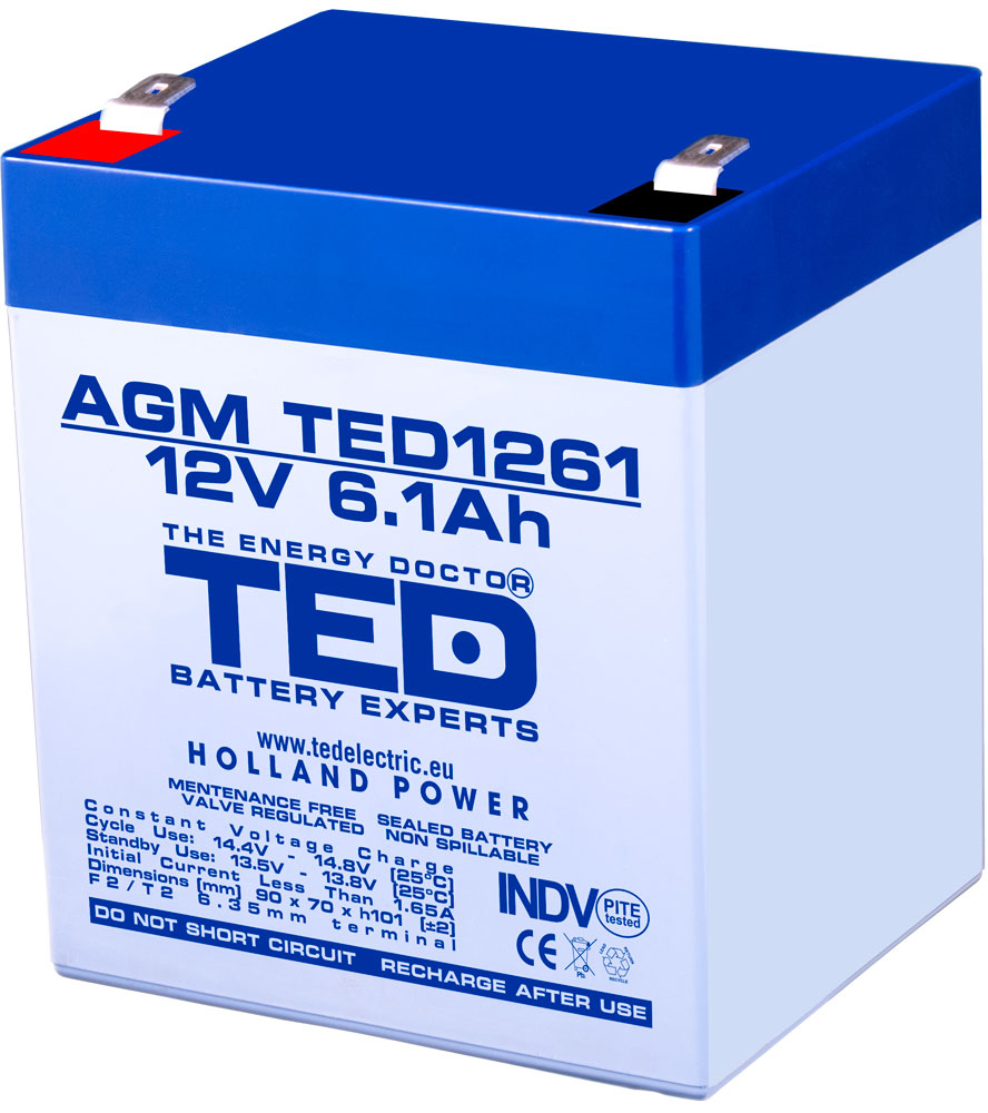 Acumulator AGM VRLA 12V 6.1Ah, Terminal F2, Compact și Fiabil pentru Echipamente Medicale, UPS și Vehicule [1]
