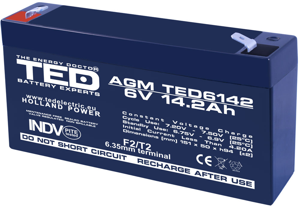 Acumulator AGM VRLA 6V 14.2A, Compact, Fiabil, pentru Echipamente Medicale, UPS, Bărci, Motociclete și Sisteme de Energie [1]