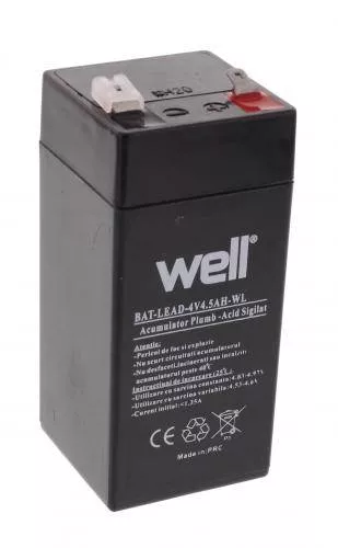 Acumulator plumb acid 4V 4.5AH, sigilat, fără mentenanță, ideal pentru backup și alarmă, dimensiuni 47x47x101mm [1]