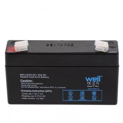 Acumulator plumb acid 6V 1.3AH Well – Sigilat, Fără Mentenanță, Ideal pentru Sisteme de Backup și Alarme [1]