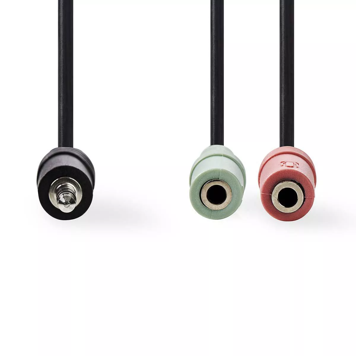 Adaptor audio Jack 3.5 mm tata - 2x 3.5 mm mama 0.2m negru NEDIS 4 pini stereo [2]