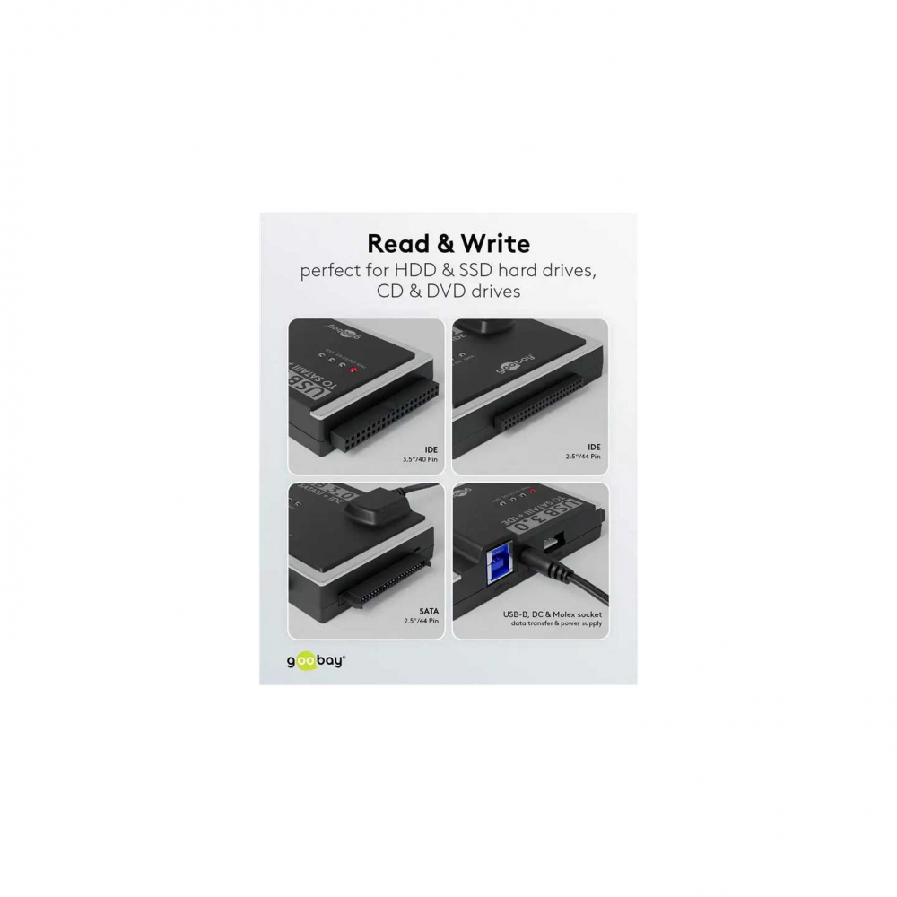 Adaptor hard disk USB 3.0 pentru IDE/SATA, backup rapid, conectare easy, compatibil SSD/HDD, sursă inclusă [5]