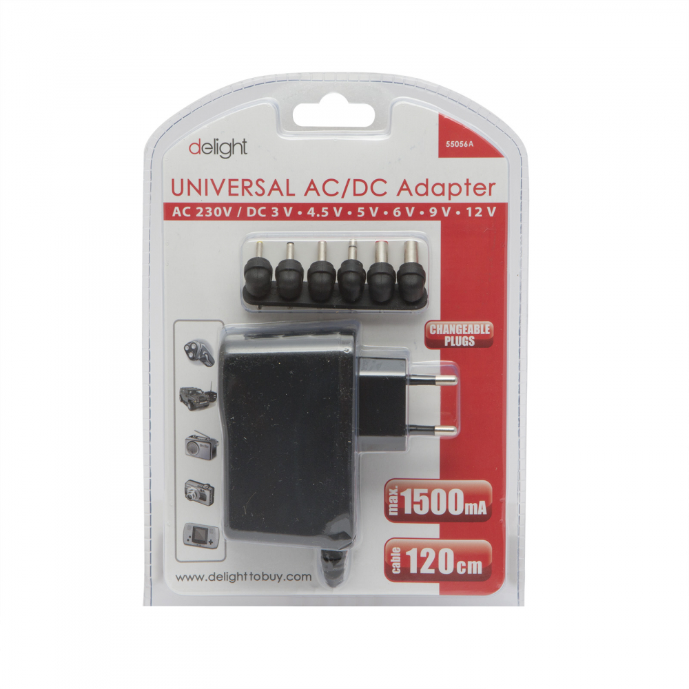 Adaptor de rețea universal 12W, 1000mA, multiple tensiuni 3V-12V, mufe interschimbabile, cablu 120cm [2]