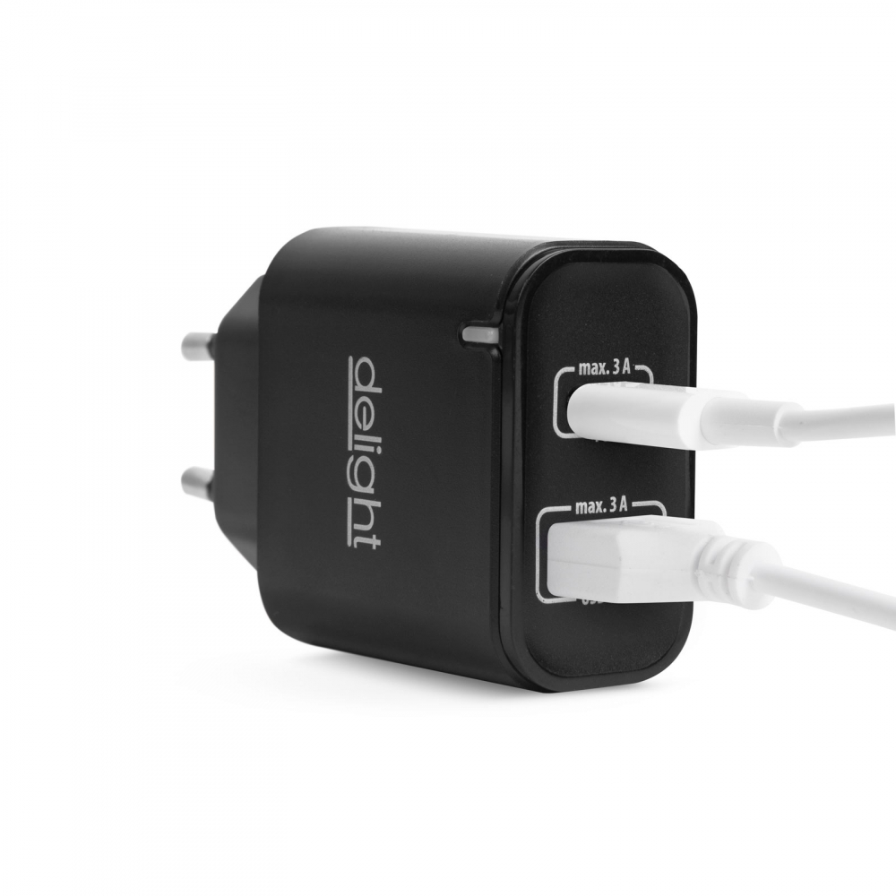 Adaptor de rețea USB QC3.0 + USB Type C PD 20W - Încărcare rapidă, compact, negru, pentru telefoane și tablete [2]